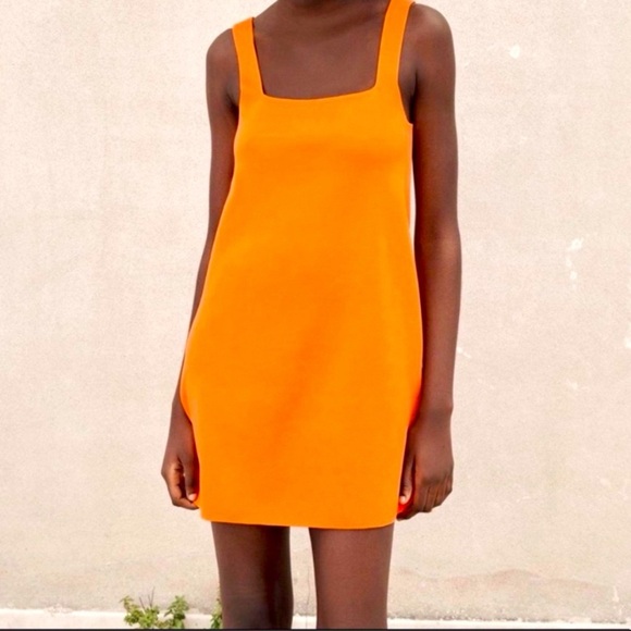 Zara Orange Knit Mini Dress - Picture 1 of 3